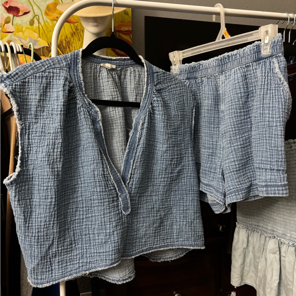 Aerie Light Blue Textured Apparel